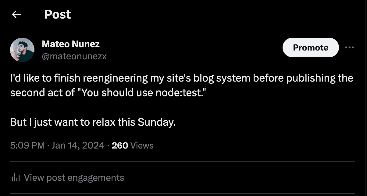 Blog performance tweet